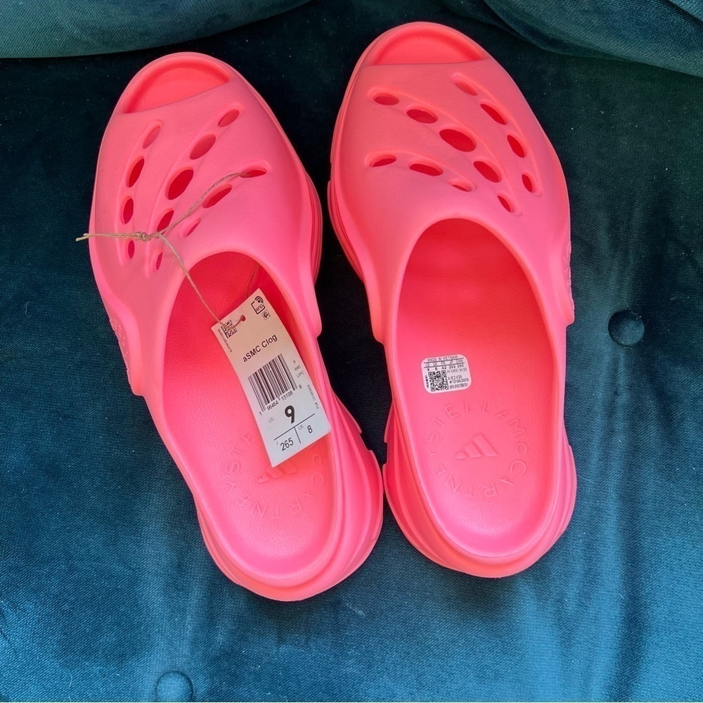 ADIDAS BY STELLA MCCARTNEY PINK RUBBER CROCS GIMME GUMMY CLOGS SIZE 9 NWT - Picture 4 of 11